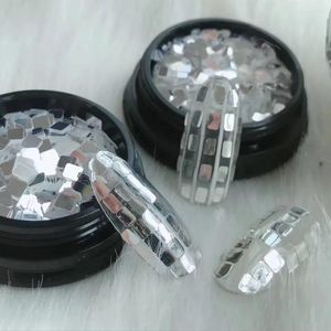 Paillettes à ongles 10G argent Art paillettes holographique carré hexagone 0.6 MM/1 MM/3 MM AB 3D Paillette flocons pour décor #