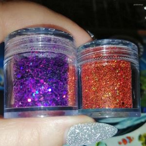 Nagel glitter 10 ml vlokken menggrootte 0,2-1 mm laser sprankelende poeder 12 kleuren pigment paillette gel decoratie 1