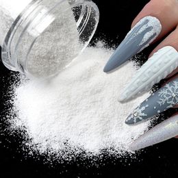 Nagelglitter 10ml Glanzende suiker Nagelglitterpoeder voor manicure Flockpoeder Nagelkunstdecoraties Trui Garen Witte sneeuw Snoep Stofpoeder 230705