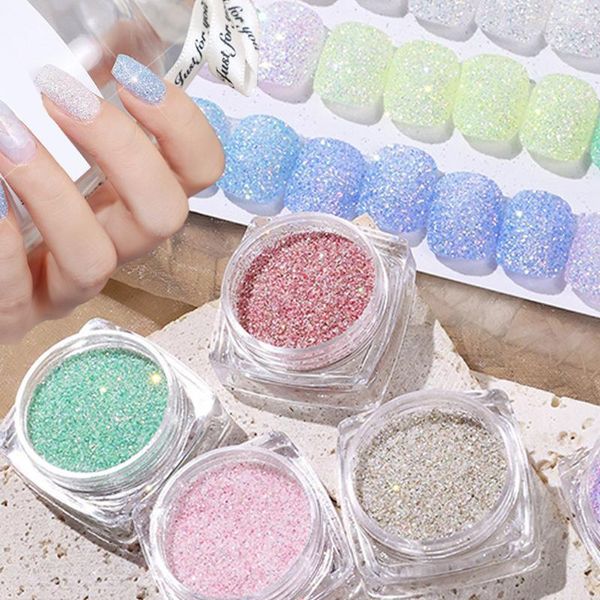 Paillettes pour ongles 12 couleurs Aurora mer sel cristal diamant poudre Art Super Flash sucre Pigment vernis Gel manucure décor Prud22