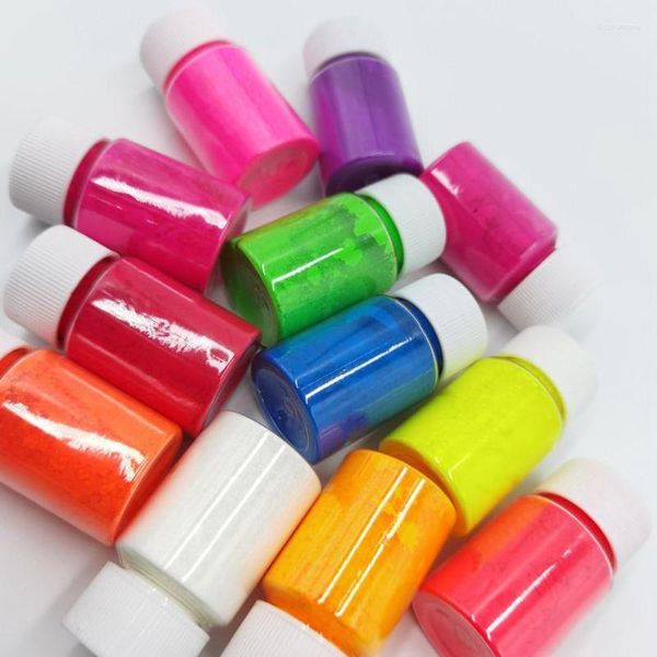 Brillo de uñas 12 colores fósforo neón polvo fluorescente pigmento arte jabón tinte sombra de ojos manicura cromo polvo