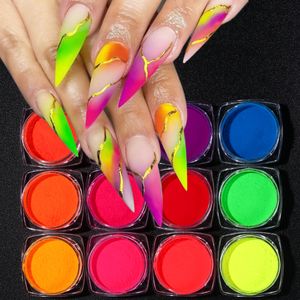 Nagel Glitter 13 stks Fluorescerende Chrome Nagel Poeder Glow in Dark Glitter Pigment Neon Zomer Glitter Dust Manicure Nagels Decoratie GLYE1 230729