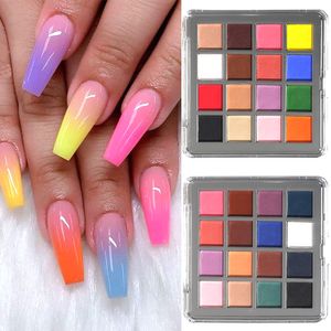 Nail Glitter 16 colores Neon Pigment Powder Set para uñas Gradient Design Fine Glitter Violet Pink Rubbing Dust Suministros profesionales GLJBF 230726