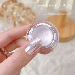 Nagelglitter 1box maanlicht parel spiegels nagels poeder zilver fijn glitters metallic effect pigment gel Pools chroom holografisch 230814