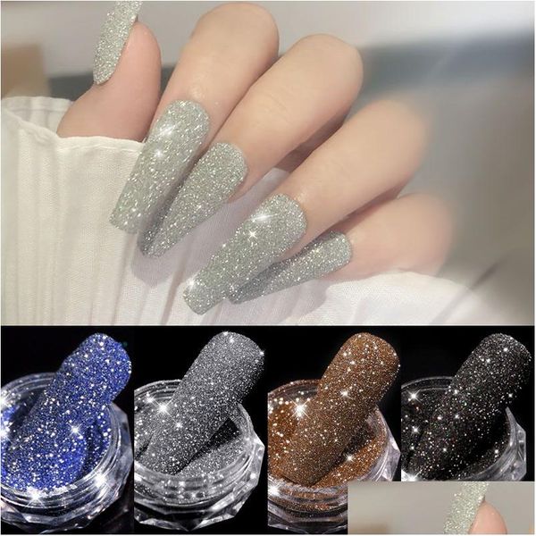 Nail Glitter 1Box Poudre De Diamant Étincelant Laser Sier Ongles Réfléchissants Poussière Fine Pigment Brillant Décorations Holographiques Drop Delivery Dhlhj