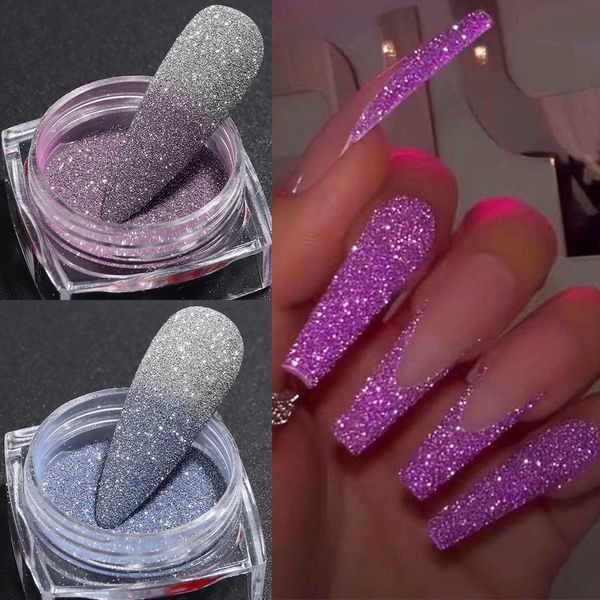 Ongles paillettes 1 boîte poudre de trempage thermique réfléchissant étincelle argent Pigment sucre sable revêtement diamants manucure GLWBF 230808