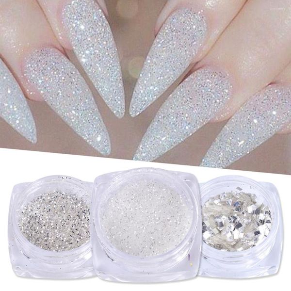 Nail Glitter 1g Art Sequins 3D Gold Silver Hexagon Sparkly Flakies Rhinestone Sandy Powder Dust para manicura JIS01-04-1