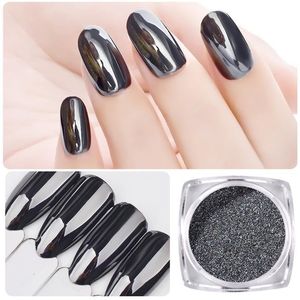 Nail Glitter 1gBox DIY Zwarte Spiegel Nail Glitter Poeder Shining Chrome Pigment Stof Pailetten Nail Art Decoraties 230705