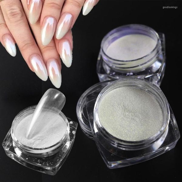 Nail Glitter 1Jar Pearl Powder Chrome Pigment Pearlescent Mirror Sheer Dust Frotter Ongles Art Aurora Manucure