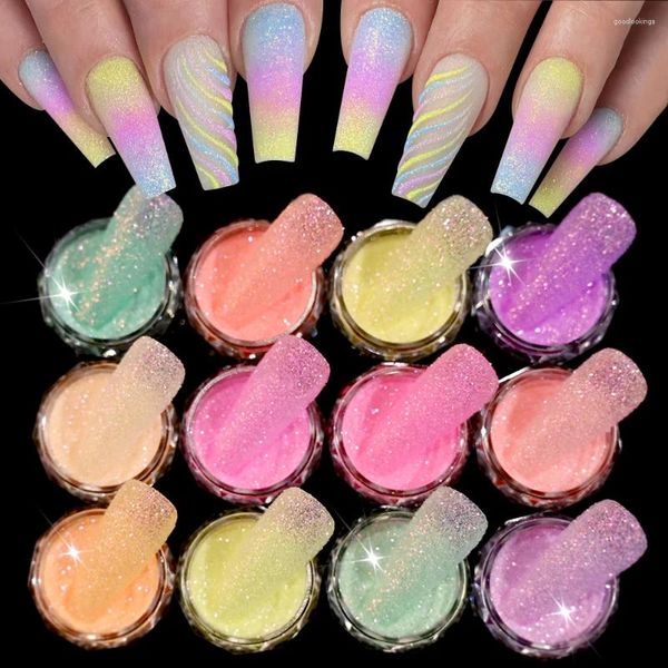 Brillo de uñas 1PC Azúcar en polvo Decoración Super Fino Diamante Rosa / Amarillo / Púrpura Frotar Polvo Macaron