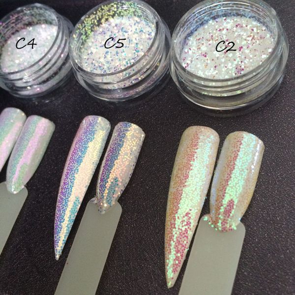 Nail Glitter 3 JarsSet Aurora Sirène Licorne Paillettes 3D Art Chrome Pigment Poudre Décoration SUPER EFFET BRILLANT 230714