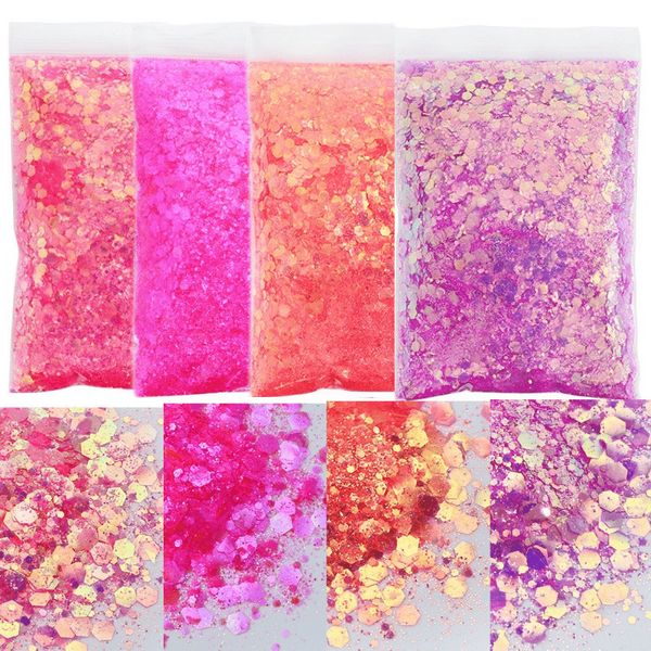 Nail Glitter 4 Bag50g Bright Color Mixed Hexagon Art Ultrathin Sequins Fine y Bulk Decoration Accessoires pour Polish 230726