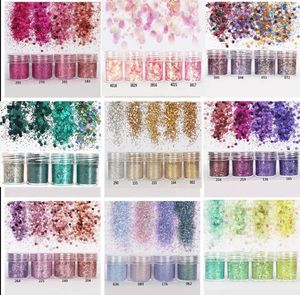 Nagelglitter 4pcsset4color set X10ML mix Nail Art Glitter Poeder 0,2 mm 1 mm 2 mm glitter 3D Nail Art Decoratie Voor nail art decoratie 45 230904