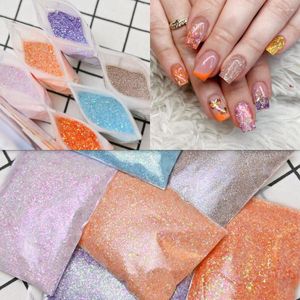 Paillettes pour ongles 50 g/sac Aurora flocon irrégulier poussière d'art Ultra-mince mélangé brillant irisé dégradé manucure paillettes décoration A2