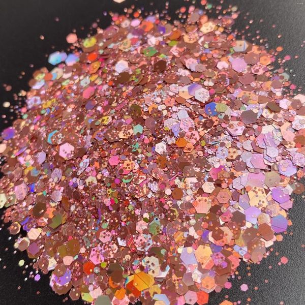 Ongles paillettes 50 g/sac rose holographique grosses paillettes polyester corps visage maquillage pour gobelets artisanaux de festival