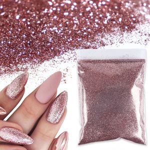 Brillo para uñas 50G brillante 02mm polvo de oro rosa colorido pigmento fino a granel polvo de cromo para DIY esmalte encantos decoraciones de arte 230802