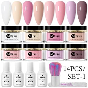 Nail Glitter 514PcsSet Kit de système de trempage Poudre avec activateur de base Gel liquide Couleur naturelle sèche sans lampe 230802