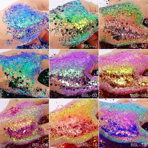 Nagel glitter 5gbag iriserende nagel art glitter pailletten Koreaanse laser zeshoekige pailletten gemengde glitter poeder nagels tips manicure bodyeye glitter 230705