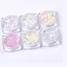 Paillettes pour ongles 6 boîtes/ensemble sirène lumière caméléon couleur changeante scintillante 3D paillettes colorées vernis manucure Art décorations Prud22