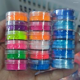 Brillo para uñas, 6 colores/juego, pigmento de neón en polvo, frotamiento fluorescente, esmalte de fósforo, polvo, decoraciones de Gel UV