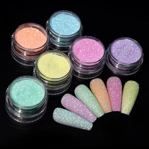 Nail Glitter 6pcs Set Sugar Powder Candy Color Art Dipping Holographic Pigment For Manicure Winter Nails DesignNail