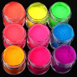 Paillettes à ongles 9pcs Poigment néon poudre en vrac fin arc-en-ciel Escence Supplies pour les professionnels Décorations d'été UAS 230816