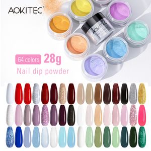 Nail Glitter Aokitec 28G 1PC Trempage Poudre Naturel Sec Sans Lampe Cure Pigment Poussière DIY Art Décoration Salon 230802