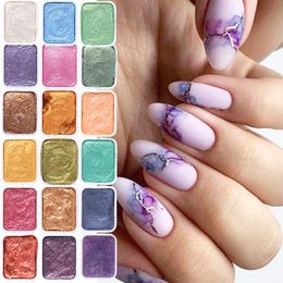 Nail Glitter Art Pigment Set Effen Metallic Aquarel Verf Chroom Poeder Gradiënt Marmer Effect Shimmer Manicure Dust NT1915 230802