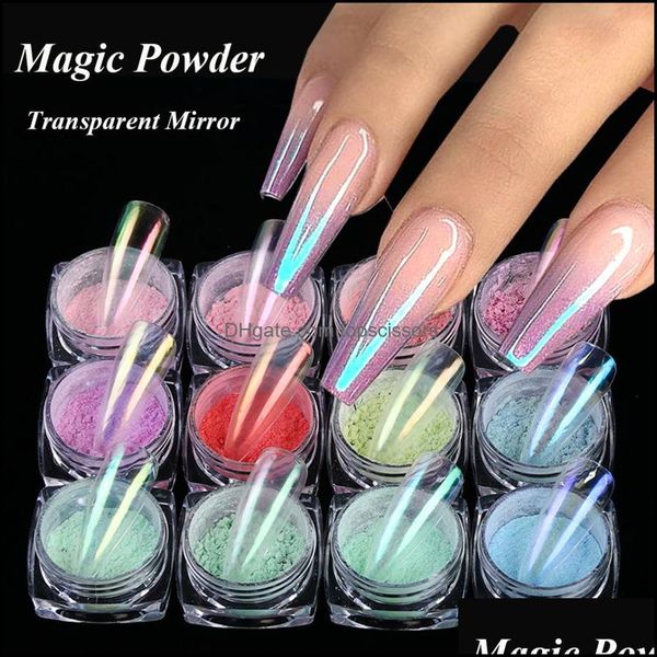 Nail Glitter Art Salon Santé Beauté Dream Aurora Shimmer Mermaid Neon Manucure Pigment Chrome Mirror Dip Powder Drop Delivery 2021 Kp2Ld