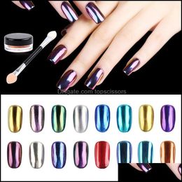 Nail Glitter Art Salon Health Beauty Sellington Polish Flash Dust Polvo de cromo brillante Metal Deco Pigment 12 Color Sz300 Drop Delivery 2021