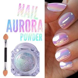 Nail Glitter Aurora Polvo Efecto Espejo Chrome Art Mermaid Rainbow 230808