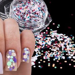 Arte de burbujas de brillo de uñas Sequinas Círculo Círculo Flake Polvo brillante Confeti mixta Spangles Manicure Paillettes Glyxp 230814