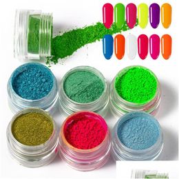 Nail Glitter Bonbons Couleur Poudre Manucure Art Poudres Lumineuses Fluorescent Scintillateur Ongles Drop Delivery Santé Beauté Salon Dhuay