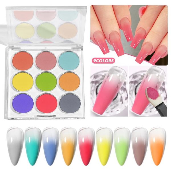 Brillo de uñas CHUNSHU gradiente polvo neón pigmento gradual palmaditas polvos cromados para uñas arte manicura decoración herramientas 9co DIY