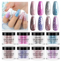 Nail Glitter Dompelen Poeder Set Franse Kleur Iriserende Met Dip Gel Vloeibare Activator Base Top Borstel Saver Manicure 230704