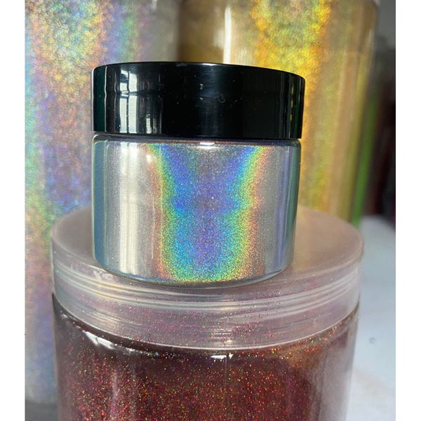 Nail Glitter Fine 35um Silver Chameleon Pigment Holo Nail Glitter pour Nail Art Fard à paupières Nails Art Body Glittle Holographic Pigment DIY 230729