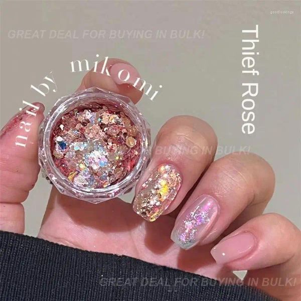 Nail Glitter Flash Aurora Sequins Series Rose Macaroon Manucure Beauté et santé irrégulières