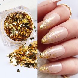 Nagel glitter gouden zilveren vlokken onregelmatige aluminium nagels kunstfolies paillette holografische diy winter manicure decoraties fbcb0108 230814