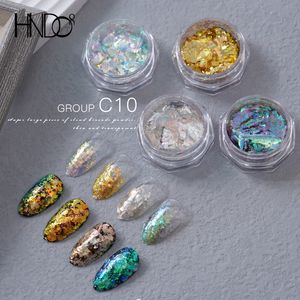 Nail Glitter HNDO 4 Couleur Iridescent Opal Powder Set Nail Glitter Shiny Shatter Pigment Dust Shiny Flakes pour Manucure Design DIY 230302