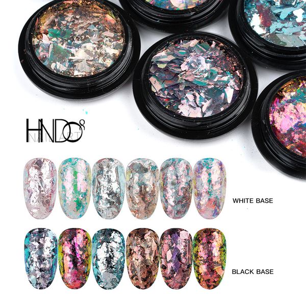 Nail Glitter HNDO 6 colores Sparkle Sequins Opal Powder Irregular Aurora Flakes Manicure Shimmer Design DIY WN Series Wholesale 230714