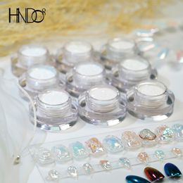 Nail Glitter HNDO 9 Color Aurora Moonlight Powder Camaleón Pigmento Polvo Efecto Espejo para Manicura Profesional Diseño de Arte 230714