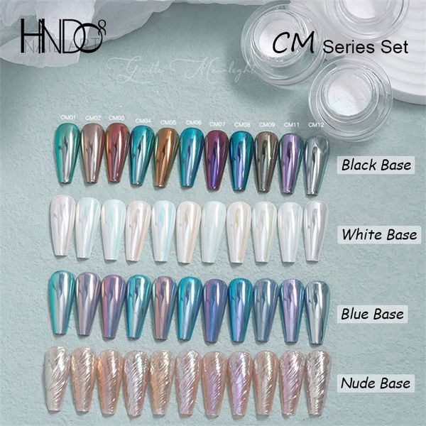 Nail Glitter HNDO Aurora Moonlight White Chrome Powder para arte profesional DIY Manicure Nails Decor CM Series Todos los 11 colores al por mayor 230715