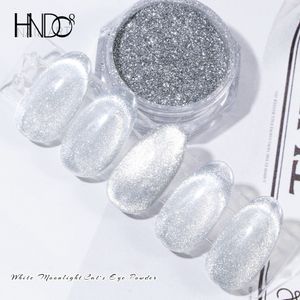 Paillettes pour ongles HNDO Silver Cat Eye Magnetic Powder Bright White Art Effet 3D pour la conception de manucure Particules fines Pigment Dust SD46 230714