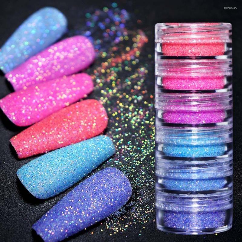 Brillo de uñas holográfico Micro polvo caramelo colores de azúcar mezclados pigmento artístico suministros de bricolaje