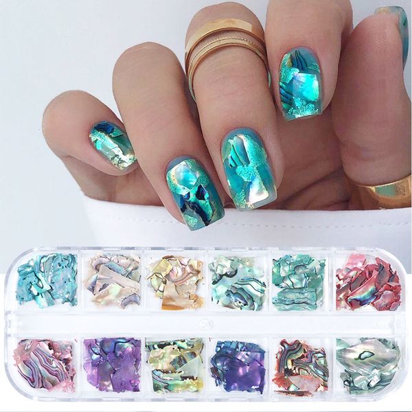 Nail Glitter Irrégulier Abalone Shell Nail Art Glitter Tranches de coquillages naturels Nail Charms Poudres de flocons Paillettes brillantes Manucure Design FBBY 230705