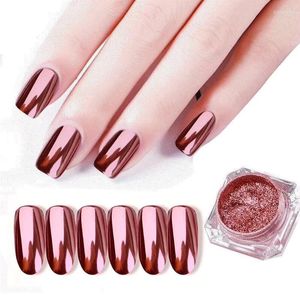 Brillo de uñas espejo arte polvo decoraciones holográficas metálico oro rosa astilla polvo lentejuelas UV Gel pigmento Prud22