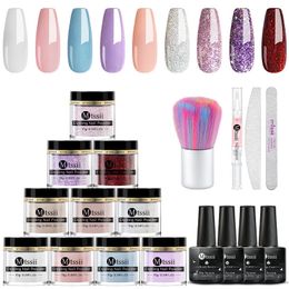 Nail Glitter Mtssii Dipping Powder Set Nail Glitter Dipping System Nail Kit Voor Manicure Natuurlijk Droog Zonder Lamp Cure Nail Art Decoration 230703