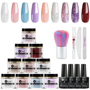 Nail Glitter Mtssii Dipping Powder Set Nail Flash Dipping System Nagelset ontworpen voor ergonomie natuurlijk drogen lichtvrij uithardende nail art decoratie 230718