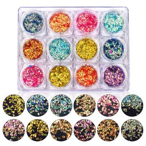 Nail Glitter Nail Art Strass Décorations 12 Couleurs Ensemble Professionnel Écailles De Poisson Nail Art Autocollants Kit DIY Outils Diamante De Imitaci￳n