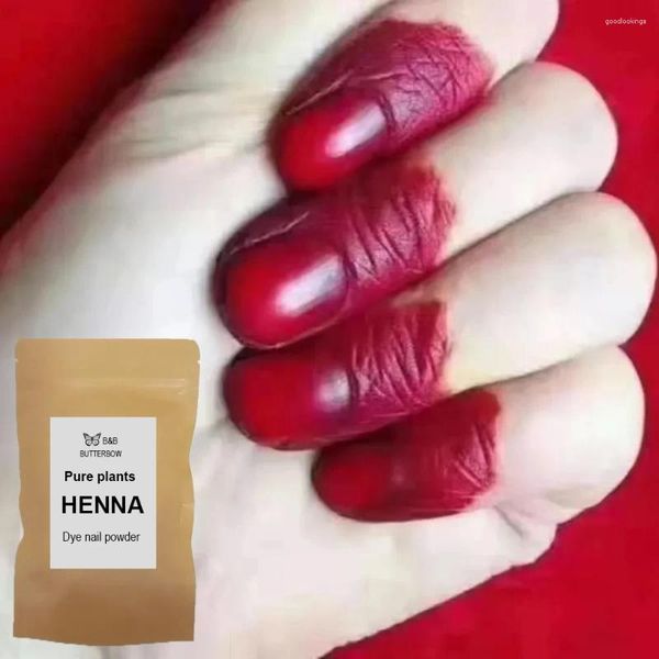 Glitter de uñas Planta natural Henna Polvo Belleza Teñido Vino Rojo Negro con herramientas Art Colores Gloss 20g